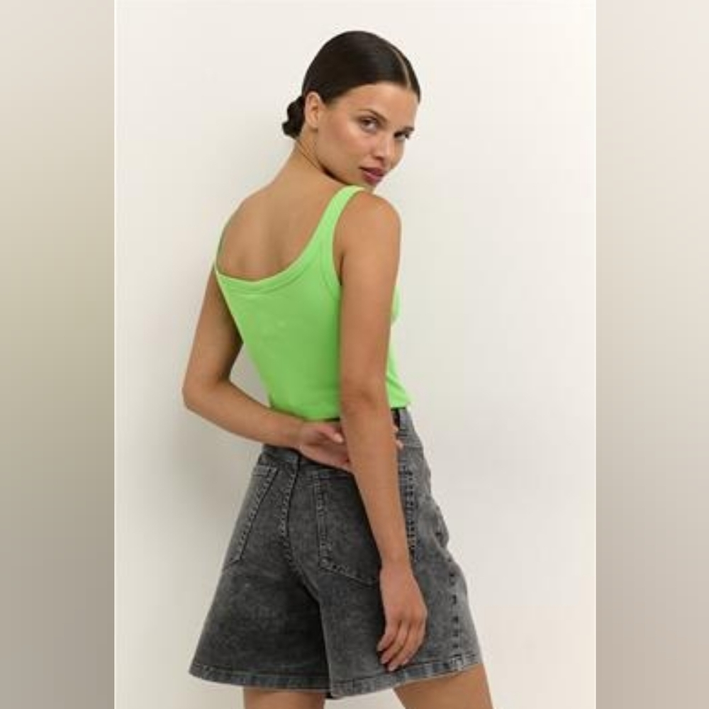 Nwt KAFFE KACARNA POISON GREEN RIBBED TANK TOP - Picture 6 of 6